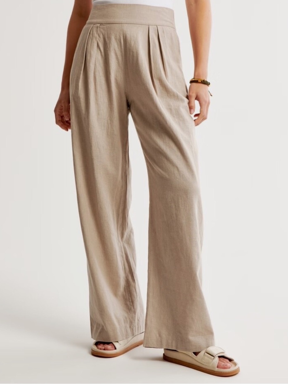 NWT Abercrombie & Fitch Beige Linen Blended Pants